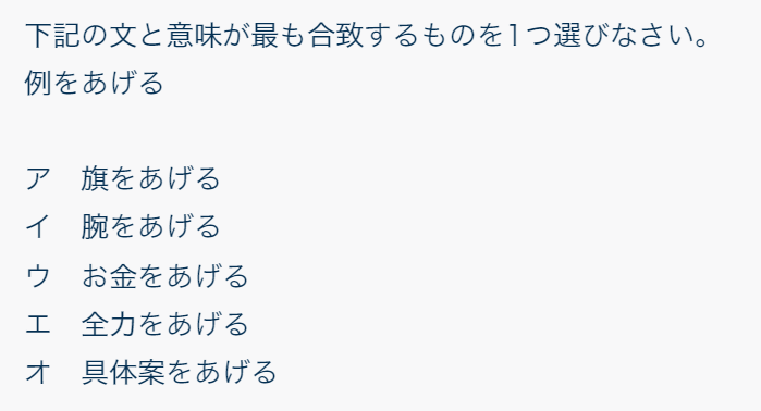 語句の用法の例題